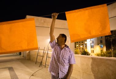 The installation of the canopies - Dina Haddadin made by Zawayed