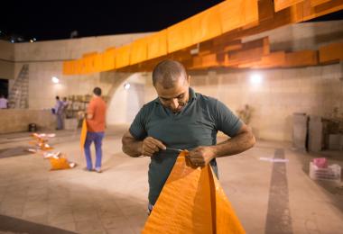 The installation of the canopies - Dina Haddadin made by Zawayed