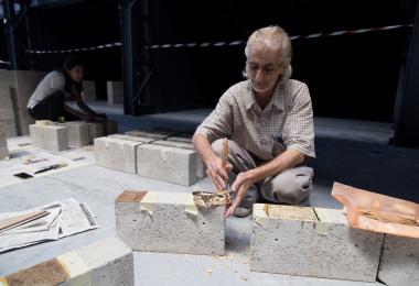Composition of concrete blocks for The Golden Globe - Aziza Chaouni Projects