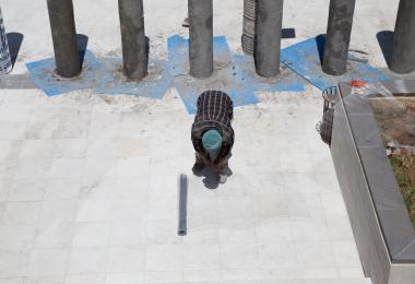 Construction of the columns for A Memorial For A Lost Courtyard I Have Never Been To - Sahel Al Hiyari